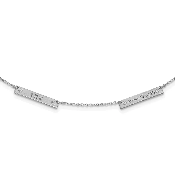 WB Choice Jewelry Necklaces Sterling SilverRhodiumplated Brushed 2 Station with Diamond NecklaceWBCXNA11772SS WB Choice Jewelry Necklaces Sterling SilverRhodiumplated Brushed 2 Station with Diamond NecklaceWBCXNA11772SS