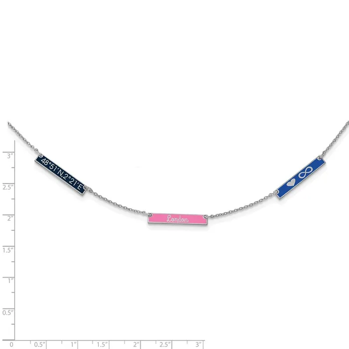 WB Choice Jewelry Necklaces Sterling SilverRhodiumplated Brushed Epoxied 3 Station NecklaceWBCXNA11793SS WB Choice Jewelry Necklaces Sterling SilverRhodiumplated Brushed Epoxied 3 Station NecklaceWBCXNA11793SS