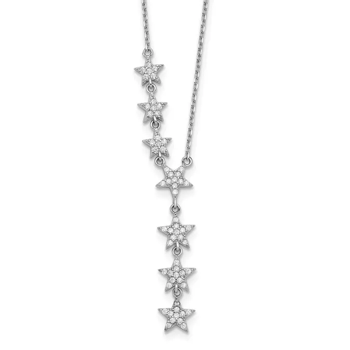 WB Choice Jewelry Necklaces Sterling Silver Rhodium Plated CZ Stars NecklaceWBCQG569218 WB Choice Jewelry Necklaces Sterling Silver Rhodium Plated CZ Stars NecklaceWBCQG569218