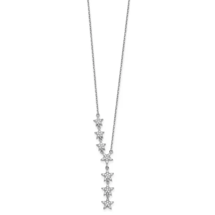 WB Choice Jewelry Necklaces Sterling Silver Rhodium Plated CZ Stars NecklaceWBCQG569218 WB Choice Jewelry Necklaces Sterling Silver Rhodium Plated CZ Stars NecklaceWBCQG569218