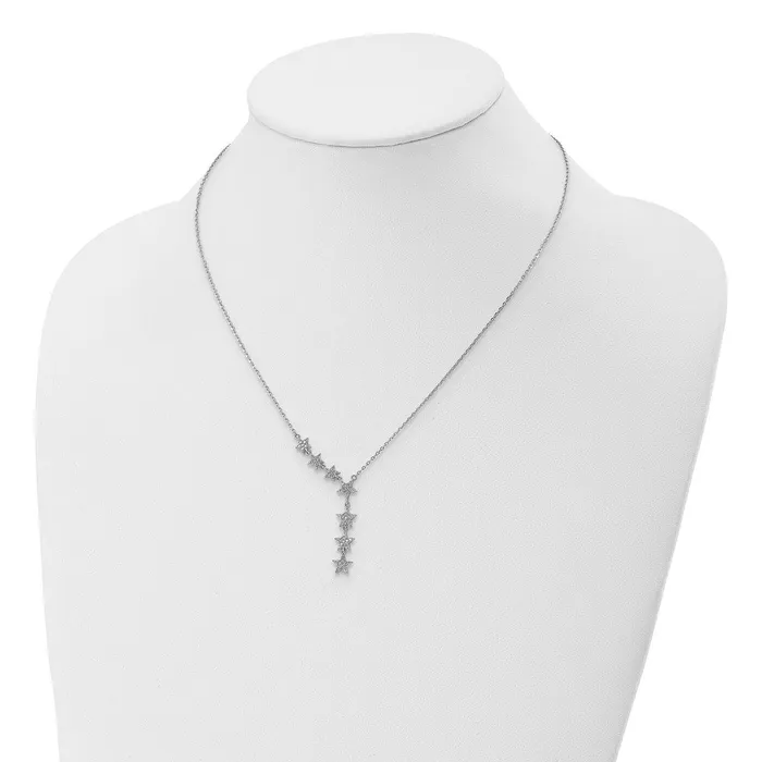 WB Choice Jewelry Necklaces Sterling Silver Rhodium Plated CZ Stars NecklaceWBCQG569218 WB Choice Jewelry Necklaces Sterling Silver Rhodium Plated CZ Stars NecklaceWBCQG569218