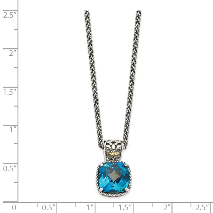 WB Choice Jewelry Necklaces Sterling Silver w14k London Blue Topaz NecklaceWBCQTC1343