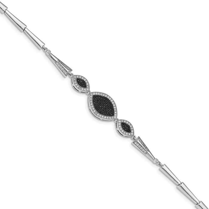 WB Choice Jewelry Sterling Silver Rhodplated Polished Black and White CZ BraceletWBCQG488275 Bracelets WB Choice Jewelry Sterling Silver Rhodplated Polished Black and White CZ BraceletWBCQG488275 Bracelets
