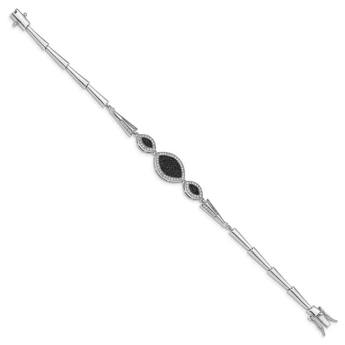 WB Choice Jewelry Sterling Silver Rhodplated Polished Black and White CZ BraceletWBCQG488275 Bracelets WB Choice Jewelry Sterling Silver Rhodplated Polished Black and White CZ BraceletWBCQG488275 Bracelets
