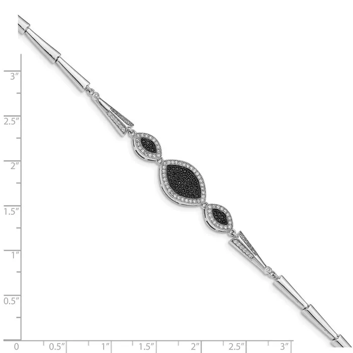 WB Choice Jewelry Sterling Silver Rhodplated Polished Black and White CZ BraceletWBCQG488275 Bracelets WB Choice Jewelry Sterling Silver Rhodplated Polished Black and White CZ BraceletWBCQG488275 Bracelets