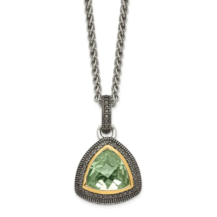 WB Choice Jewelry Sterling Silver w 14K Accent Green Quartz NecklaceWBCQTC1663 Necklaces WB Choice Jewelry Sterling Silver w 14K Accent Green Quartz NecklaceWBCQTC1663 Necklaces