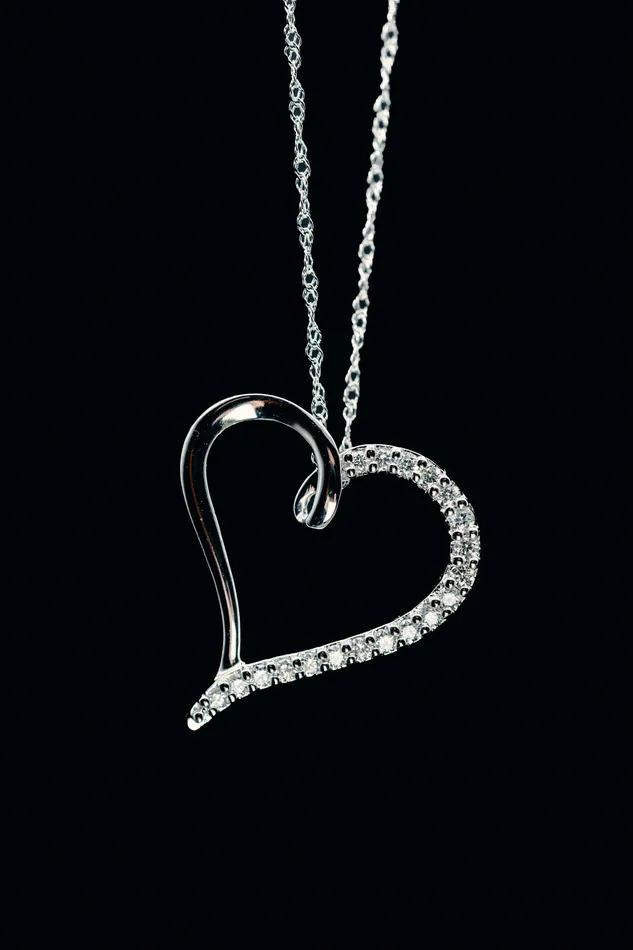 14k White Gold Diamond Heart Pendant GBC Necklaces