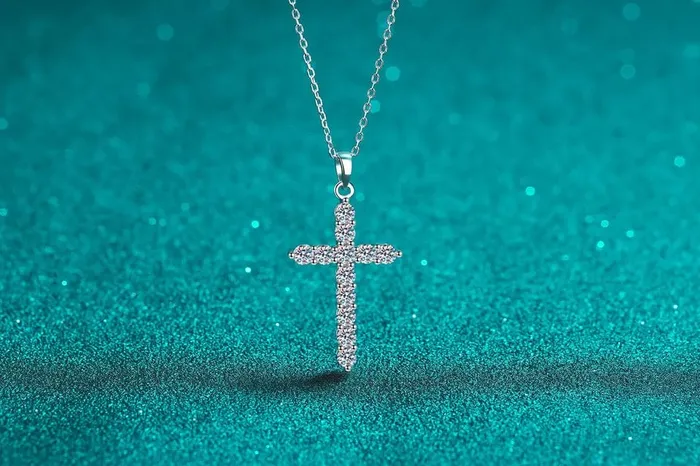 Alibaba Necklaces Special Buy Moissanite Cross Pendant 925 Sterling Silver 126ctw and 36ctw