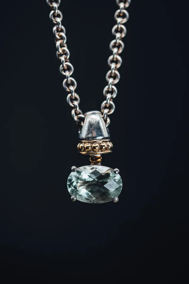 Art FX fine jewelry Necklaces Sterling Silver 18k Yellow Gold Green Amethyst Pendant