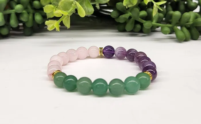 Bliss Crystals Bracelets Rose Quartz Amethyst Green Aventurine 8mm Beaded Bracelet For Fertility LV4221