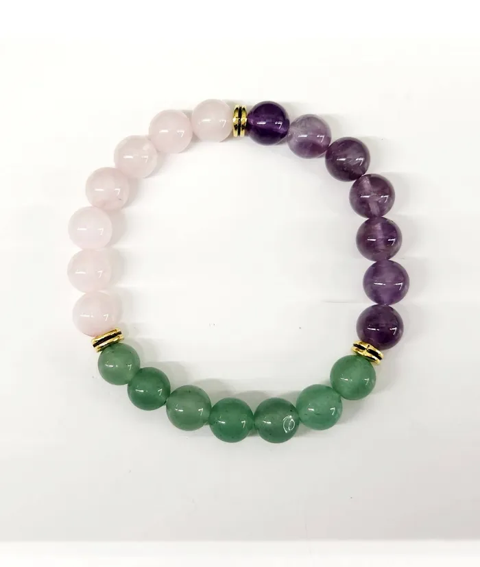 Bliss Crystals Bracelets Rose Quartz Amethyst Green Aventurine 8mm Beaded Bracelet For Fertility LV4221