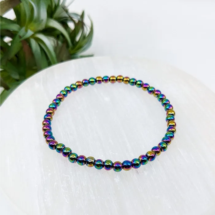 Bliss Crystals Rainbow Hematite 4mm Bracelet LV6363 Bracelets