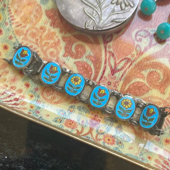 Bracelets Vintage Paris Jewelry Enamel Flower Bracelet Sterling Silver Vintage Bracelets Vintage Paris Jewelry Enamel Flower Bracelet Sterling Silver Vintage