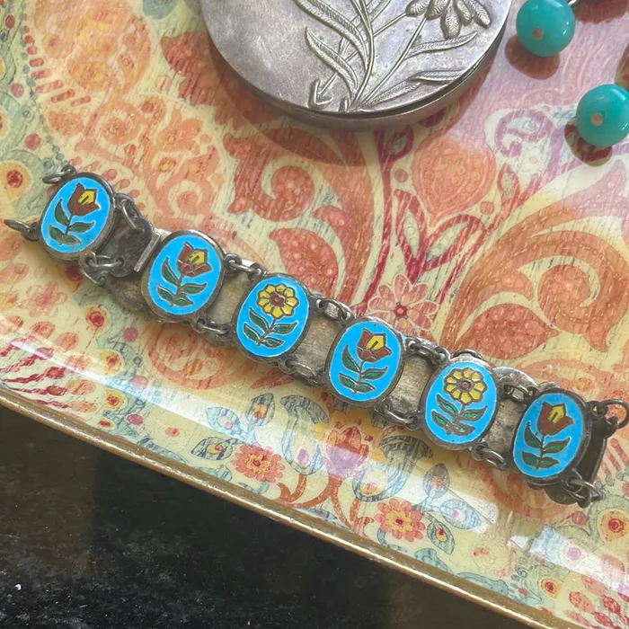 Bracelets Vintage Paris Jewelry Enamel Flower Bracelet Sterling Silver Vintage Bracelets Vintage Paris Jewelry Enamel Flower Bracelet Sterling Silver Vintage