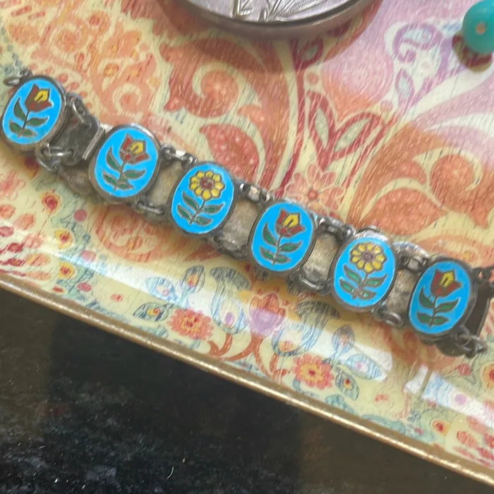 Bracelets Vintage Paris Jewelry Enamel Flower Bracelet Sterling Silver Vintage Bracelets Vintage Paris Jewelry Enamel Flower Bracelet Sterling Silver Vintage