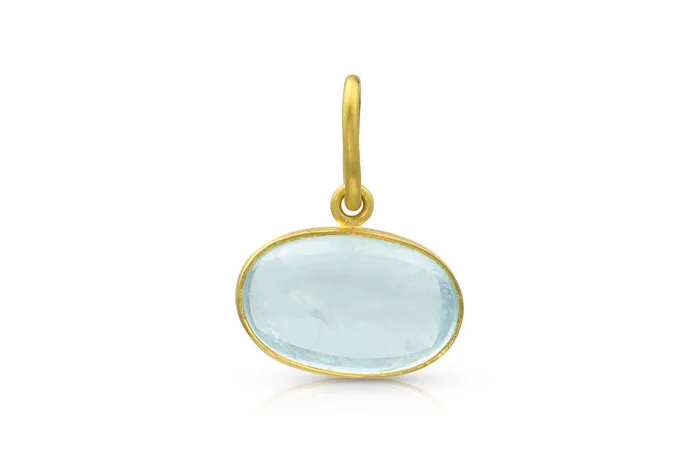 Charm Necklaces Loren Nicole Oval Aquamarine Charm