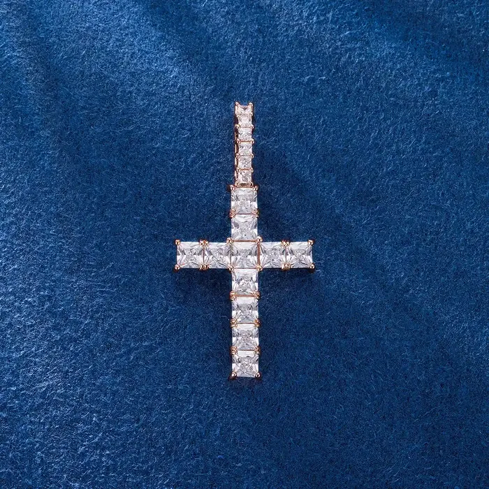 icezeusshop Necklaces Princess Cut Cross Pendant