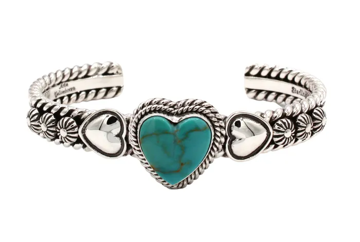 Kingman Turquoise Heart Cuff Bracelet Artie Yellowhorse Bracelets