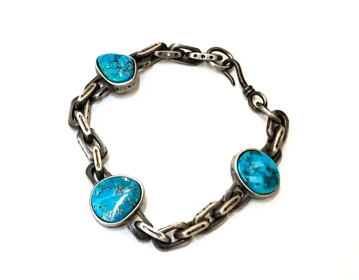 Link Bracelet 3 x Morenci Turquoise Harlin Jones Bracelets