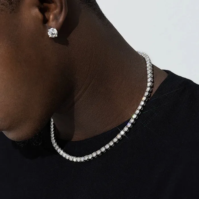 Necklaces icezeusshop 5mm 925 Sterling Silver Moissanite Tennis Chain