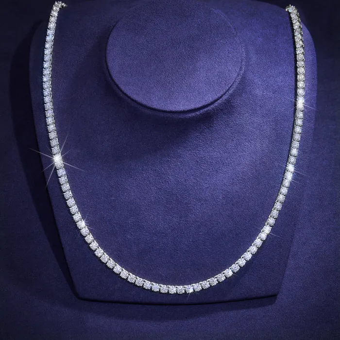 Necklaces icezeusshop 5mm 925 Sterling Silver Moissanite Tennis Chain