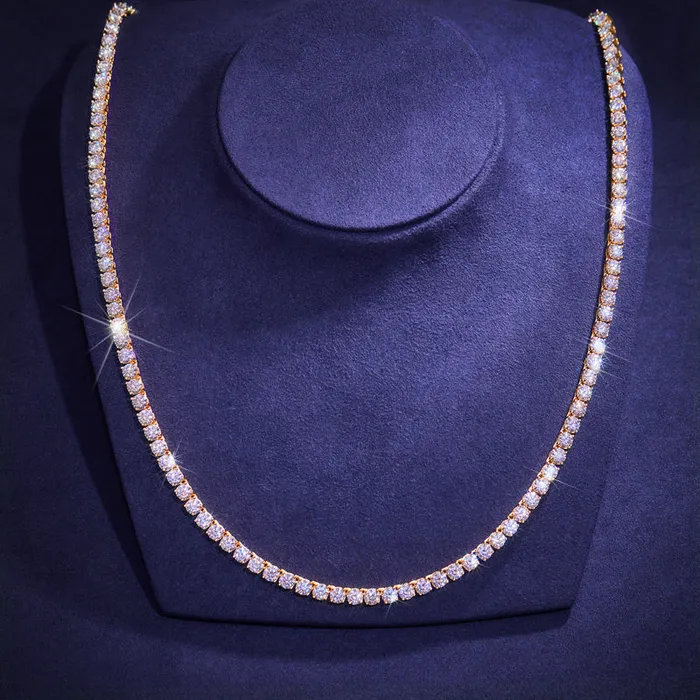 Necklaces icezeusshop 5mm 925 Sterling Silver Moissanite Tennis Chain