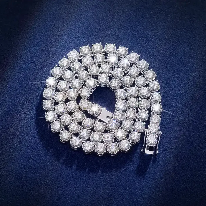 Necklaces icezeusshop 5mm 925 Sterling Silver Moissanite Tennis Chain