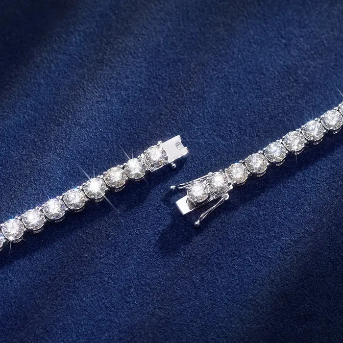 Necklaces icezeusshop 5mm 925 Sterling Silver Moissanite Tennis Chain