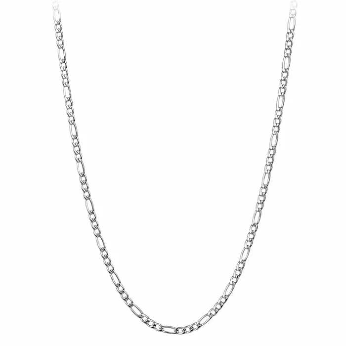 Necklaces INOX JEWELRY Silver Tone Stainless Steel 3mm Figaro Polished Chain Necklaces INOX JEWELRY Silver Tone Stainless Steel 3mm Figaro Polished Chain