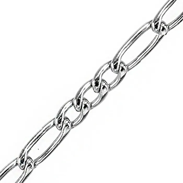 Necklaces INOX JEWELRY Silver Tone Stainless Steel 3mm Figaro Polished Chain