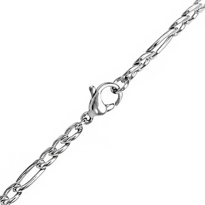 Necklaces INOX JEWELRY Silver Tone Stainless Steel 3mm Figaro Polished Chain