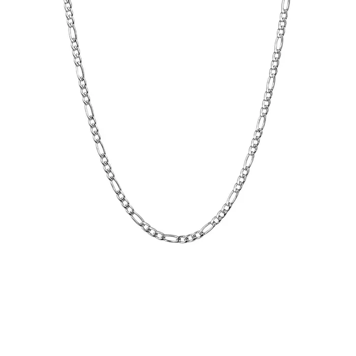 Necklaces INOX JEWELRY Silver Tone Stainless Steel 3mm Figaro Polished Chain