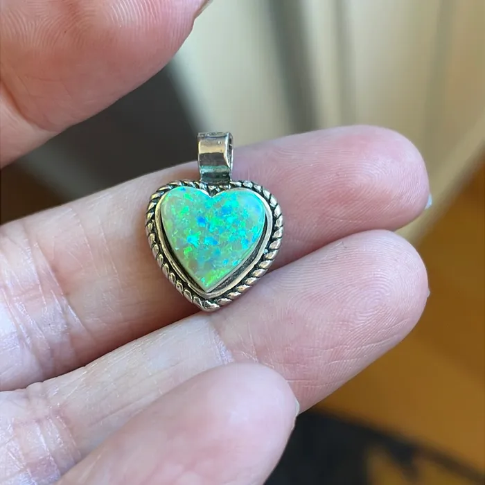 Necklaces Vintage Paris Jewelry Opal Heart Pendant Sterling Silver Native American Vintage