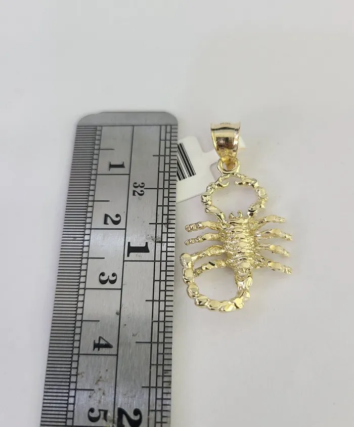 10k Solid Rope Chain 3mm Scorpion Pendant Charm Necklace SET 1826 in Gold and Diamond Necklaces