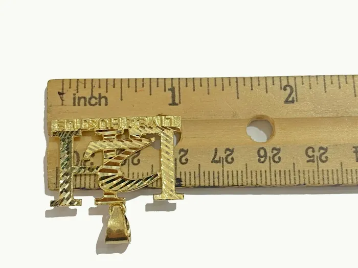 10k Yellow Gold L2H Charm LIVE 2 HUSTLE Pendant DiamondCut Design Men Women Real Gold and Diamond Necklaces