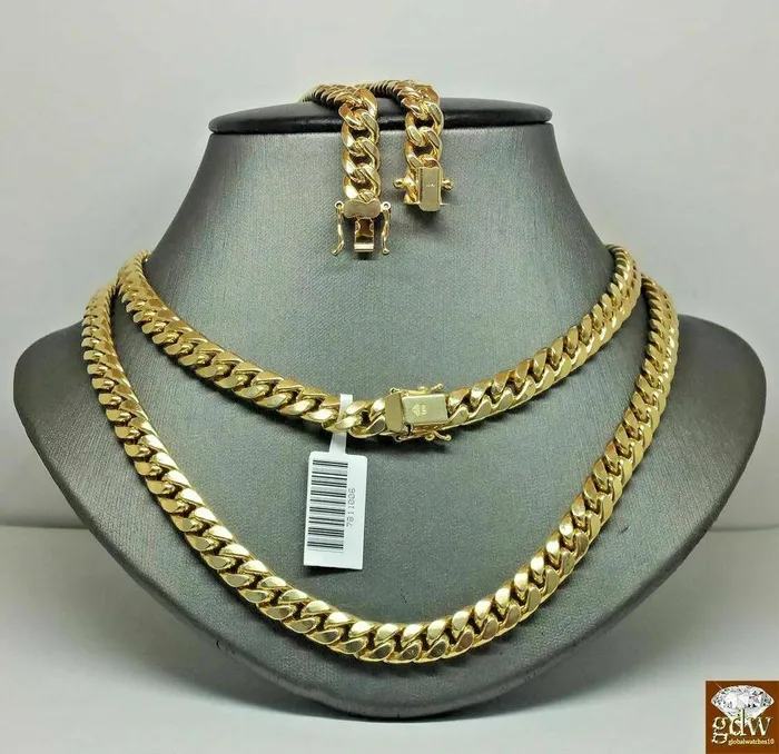 10K Yellow Gold Miami Cuban Chain Necklace 7mm 28 Inch BOX LOCK Link REAL Gold and Diamond Necklaces 10K Yellow Gold Miami Cuban Chain Necklace 7mm 28 Inch BOX LOCK Link REAL Gold and Diamond Necklaces
