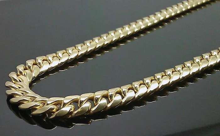 10K Yellow Gold Miami Cuban Chain Necklace 7mm 28 Inch BOX LOCK Link REAL Gold and Diamond Necklaces