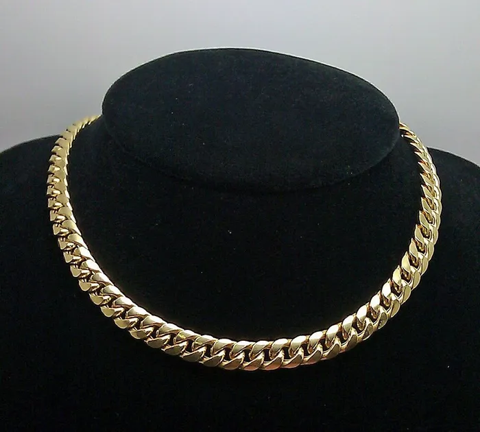 10K Yellow Gold Miami Cuban Chain Necklace 7mm 28 Inch BOX LOCK Link REAL Gold and Diamond Necklaces