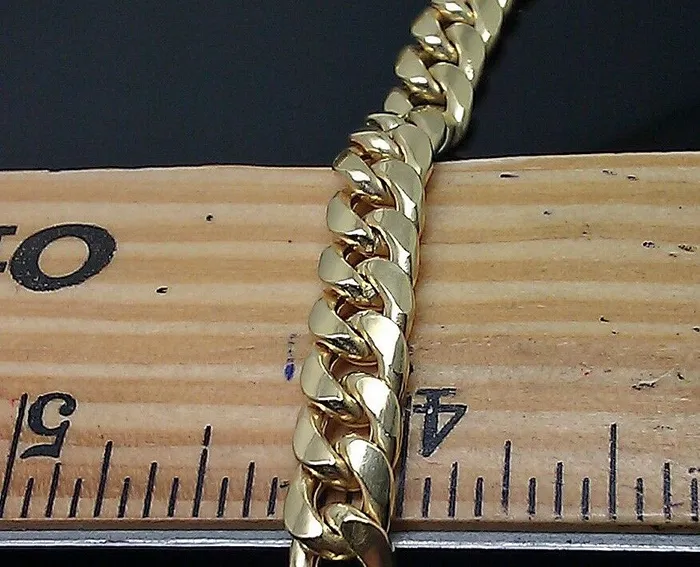 10K Yellow Gold Miami Cuban Chain Necklace 7mm 28 Inch BOX LOCK Link REAL Gold and Diamond Necklaces