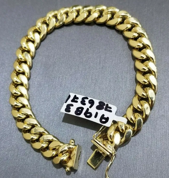 10K Yellow Gold Miami Cuban Link Bracelet 8 Inch 9mm globalwatches10 Bracelets