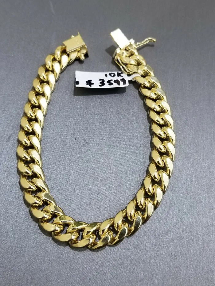 10K Yellow Gold Miami Cuban Link Bracelet 8 Inch 9mm globalwatches10 Bracelets