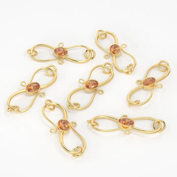 8mmx18mm 18k Solid Gold S Hook Clasp With Natural Brandy Citrine Bezel Jalvi Co PreStyled Sets 8mmx18mm 18k Solid Gold S Hook Clasp With Natural Brandy Citrine Bezel Jalvi Co PreStyled Sets