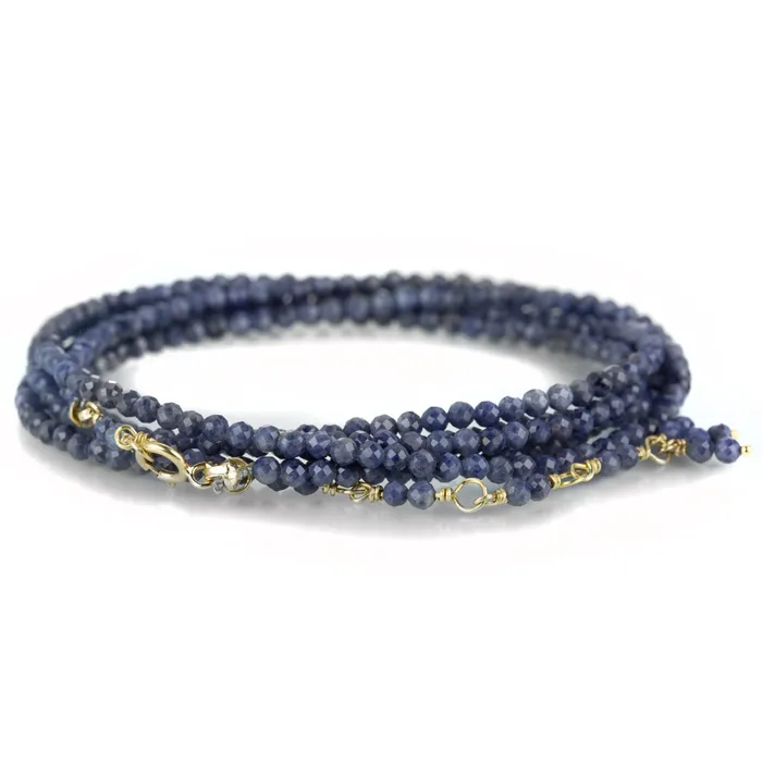 Anne Sportun Bracelets Opaque Blue Sapphire Bead Wrap Bracelet