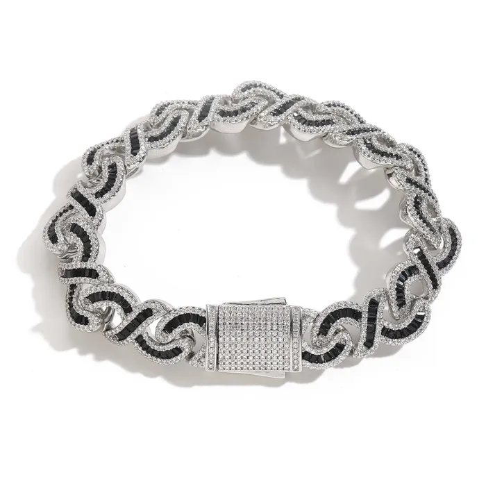 Black Baguette Cut Diamond Infinity Cuban Link Bracelet 12mm YiWuMeiSha Bracelets Black Baguette Cut Diamond Infinity Cuban Link Bracelet 12mm YiWuMeiSha Bracelets
