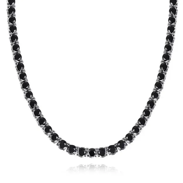 Black Moissanite Diamond 925 Sterling Silver Tennis Chain 65mm Bling Proud Necklaces Black Moissanite Diamond 925 Sterling Silver Tennis Chain 65mm Bling Proud Necklaces