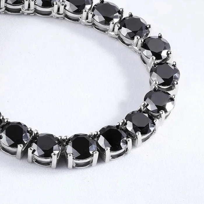 Black Moissanite Diamond 925 Sterling Silver Tennis Chain 65mm Bling Proud Necklaces