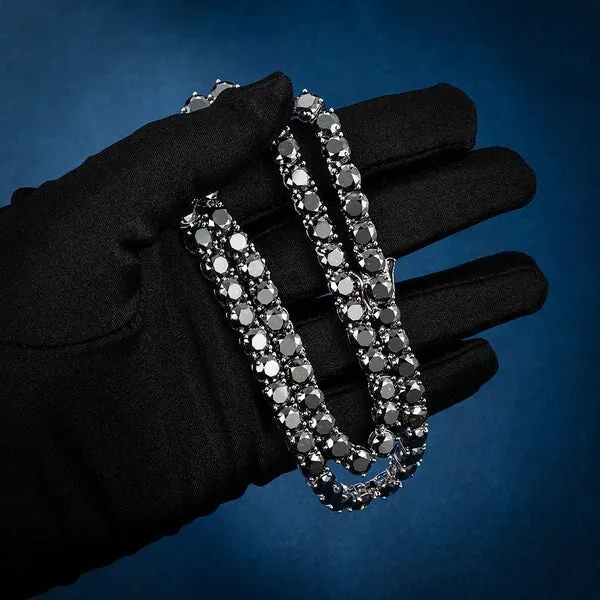 Black Moissanite Diamond 925 Sterling Silver Tennis Chain 65mm Bling Proud Necklaces