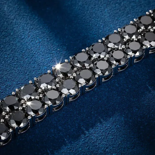 Black Moissanite Diamond 925 Sterling Silver Tennis Chain HaiFengGeErShi Necklaces