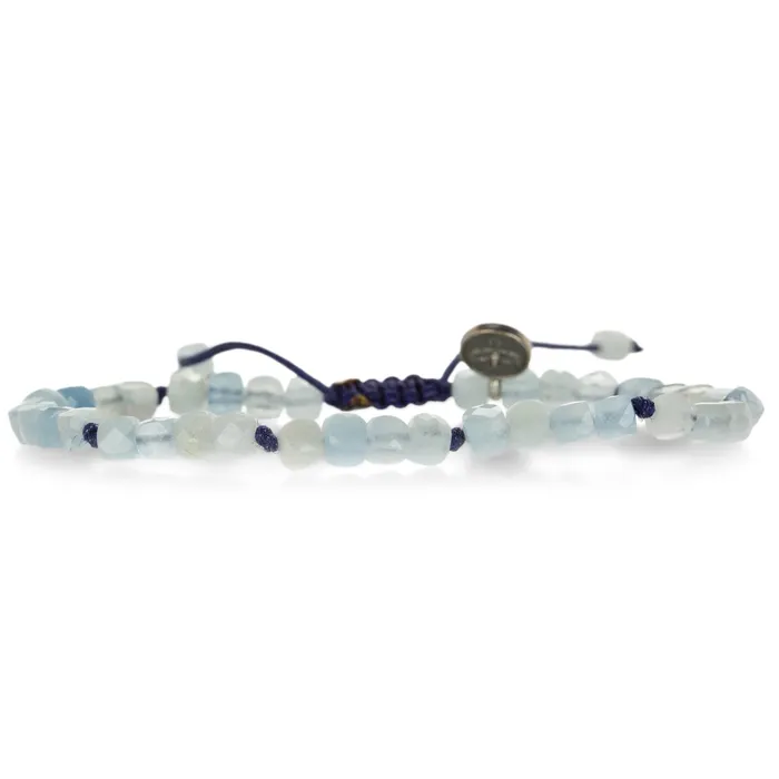 Bracelets Joseph Brooks 4mm Faceted Aquamarine Cube Beaded Bracelet