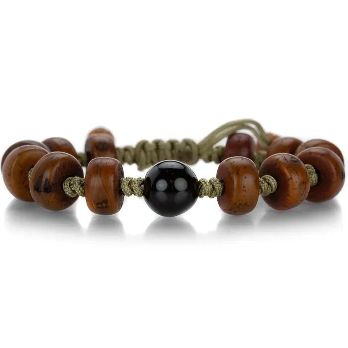 Bracelets Joseph Brooks Antique Bodhi Seed Bead Bracelet with Tourmaline